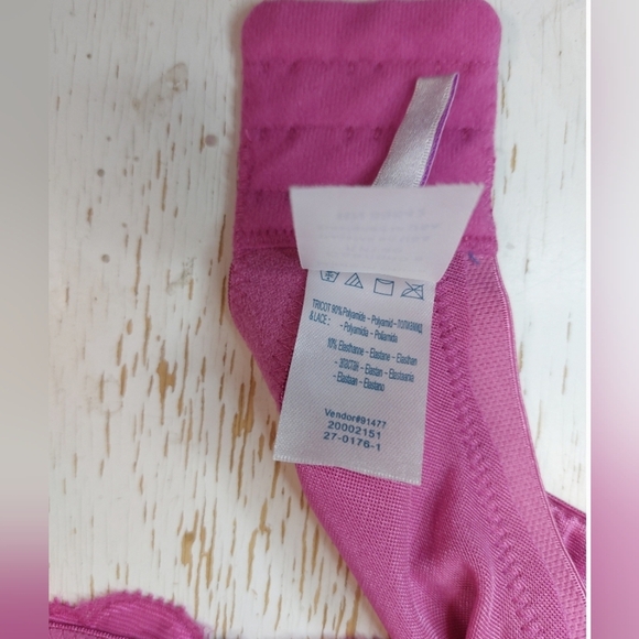 Amoureuse Bra Size 44C Pink Floral Lace Semi Sheer Wireless Back Closure Cami - Picture 8 of 12